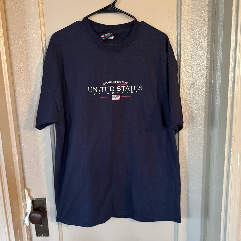 VTG Old Varsity Brand Mens XL United States Navy Blue Short Sleeve Tee Patriotic